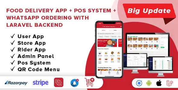Food Delivery App + POS System + WhatsApp Ordering - Complete SaaS Solution (ionic 5 & Laravel) v2.0