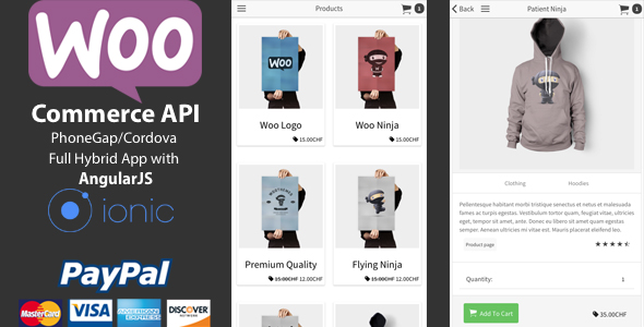 Ionic WooCommerce API - PhoneGap  Cordova Full Hybrid App v1.5.0
