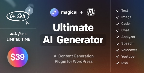 MagicAI for WordPress v1.1 - AI Text, Image, Chat, Code, and Voice Generator