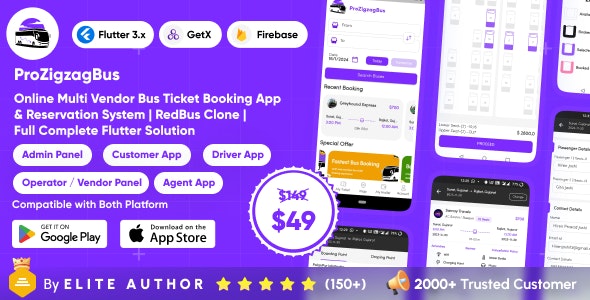 ProZigzagBus - Online Multi Vendor Bus Ticket Booking App & Reservation System Flutter Solution - v1.3