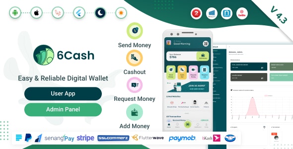 6Cash v4.2 - Digital Wallet Mobile App with Laravel Admin Panel - nulled