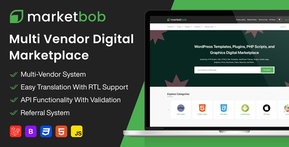 Marketbob v1.0.0 - Multi-Vendor Digital Marketplace - nulled