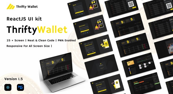 Thriftywallet v1.4 - ReactJS UI kit for Crypto Wallet ( Cryptocurrency), reward points, and FIAT currency