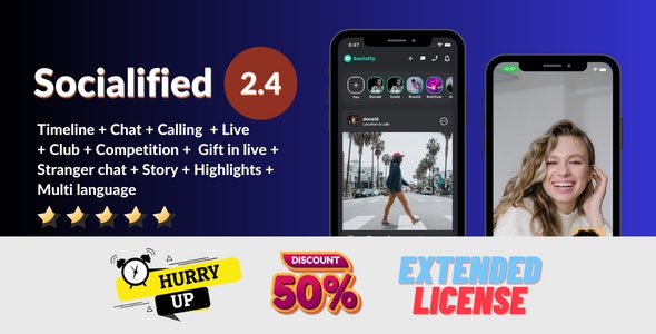 Social media app clone (instagram, facebook, linked in etc) + Node.js socket Chat + Calling + Live v1.7
