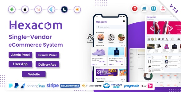 Hexacom v6.2.1 - single vendor eCommerce App with Website, Admin Panel and Delivery boy app - nulled
