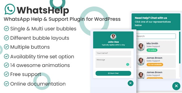 WhatsApp Chat Support Pro WordPress Plugin v1.2.1