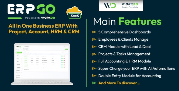 ERPGo SaaS - All In One Business ERP With Project, Account, HRM & CRM - v7.8