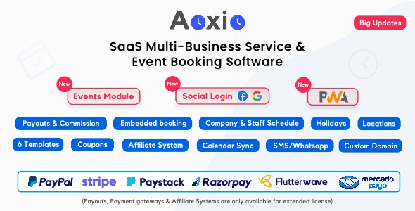 Aoxio v2.0 - SaaS Multi-Business Service Booking Software - nulled