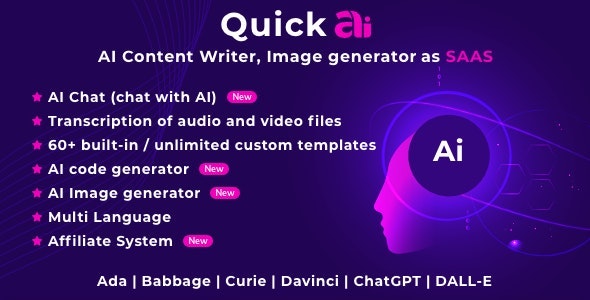 QuickAI OpenAI v2.2.1 - AI Writing Assistant and Content Creator as SaaS - nulled