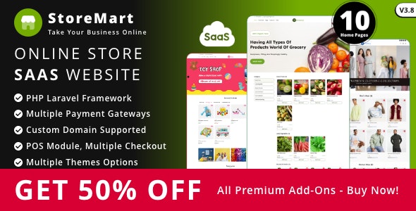 StoreMart SaaS v3.0 - Online Product Selling SaaS Business Website Builder - nulled