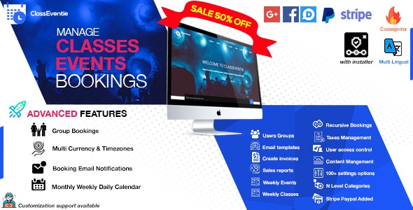 Classeventie v2.3 - Online Classes & Events Booking