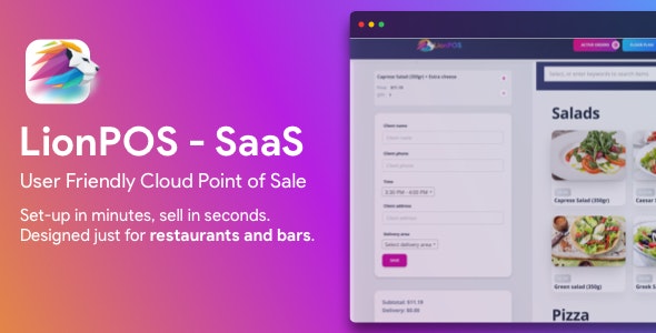 Lion POS v3.5.0 - SaaS Point Of Sale Script for Restaurants and Bars with floor plan