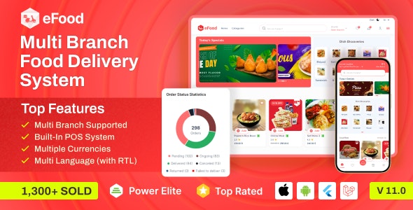 eFood v10.0 - Food Delivery App with Laravel Admin Panel + Delivery Man App - nulled