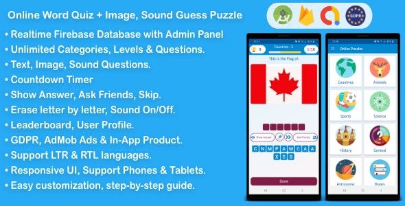 Online Word Quiz + Image Guess + Sound Guess Puzzle Game for Android v2.7
