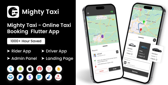 MightyTaxi v9.0 - Flutter Online Taxi Booking Full Solution