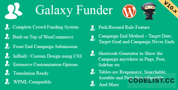 Galaxy Funder v12.0 - WooCommerce Crowdfunding System
