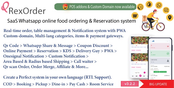 QrexOrder - SaaS Restaurants  QR Menu  WhatsApp Online ordering  Reservation system - v3.1.9