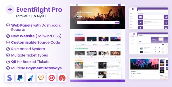 EventRight Pro v1.8.0 - Ticket Sales and Event Booking & Management System with Website & Web Panels (SaaS) - nulled
