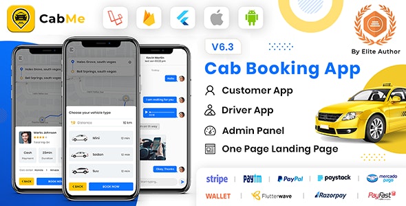 CabME v3.3.1 - Flutter Complete Taxi Booking Solution
