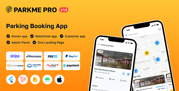 ParkMePRO - Flutter Complete Car Parking App with Owner and WatchMan app - v1.4