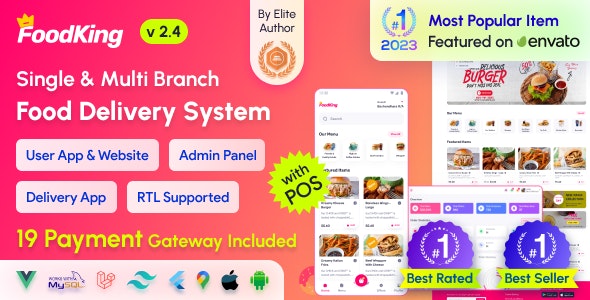 FoodKing v3.2 - Restaurant Food Delivery System with Admin Panel & Delivery Man App - Restaurant POS - nulled