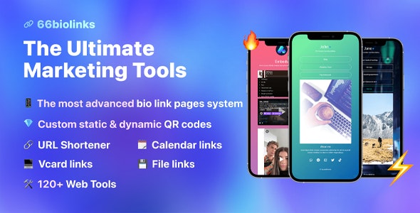 66biolinks - Bio Links, URL Shortener, QR Codes & Web Tools (SAAS) - v49.0.0