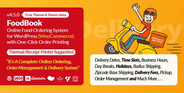 FoodBook v4.3.6 - Online Food Ordering System for WordPress with One-Click Order Printing