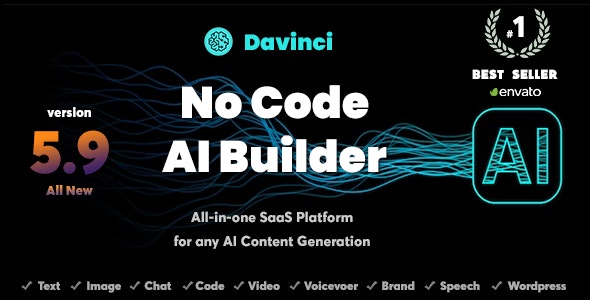Davinci AI v8.3 - OpenAI Content, Text, Image, Voice, Chat, Code, Transcript, and Video Generator as SaaS
