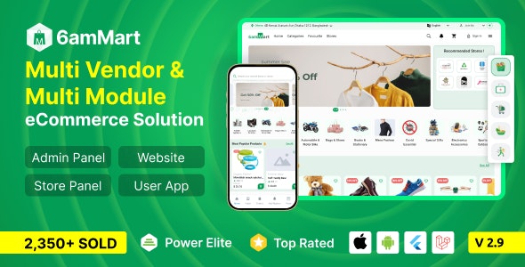 6amMart v3.2 - Multivendor Food, Grocery, eCommerce, Parcel, Pharmacy delivery app with Admin & Website - nulled