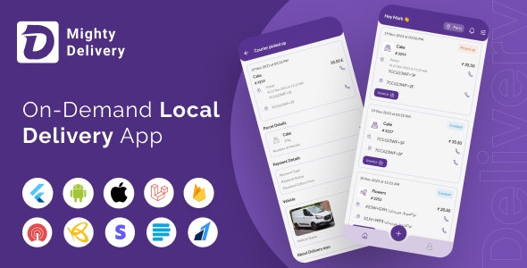 Delivery App v29.0 - On Demand Delivery System Flutter App with bidding system