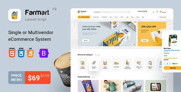 Farmart v1.23.9 - Single or Multivendor Laravel eCommerce System - nulled