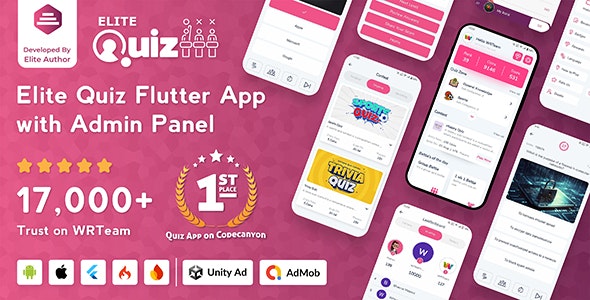 Elite Quiz v2.3.4 - Trivia Quiz - Quiz Game - Flutter Full App + Admin Panel - nulled
