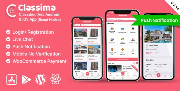 Classima v2.93.0 - Classified ads Android & iOS App