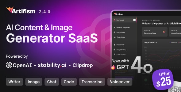 Artifism v6.2.0 - AI Content & Image Generator SaaS - nulled